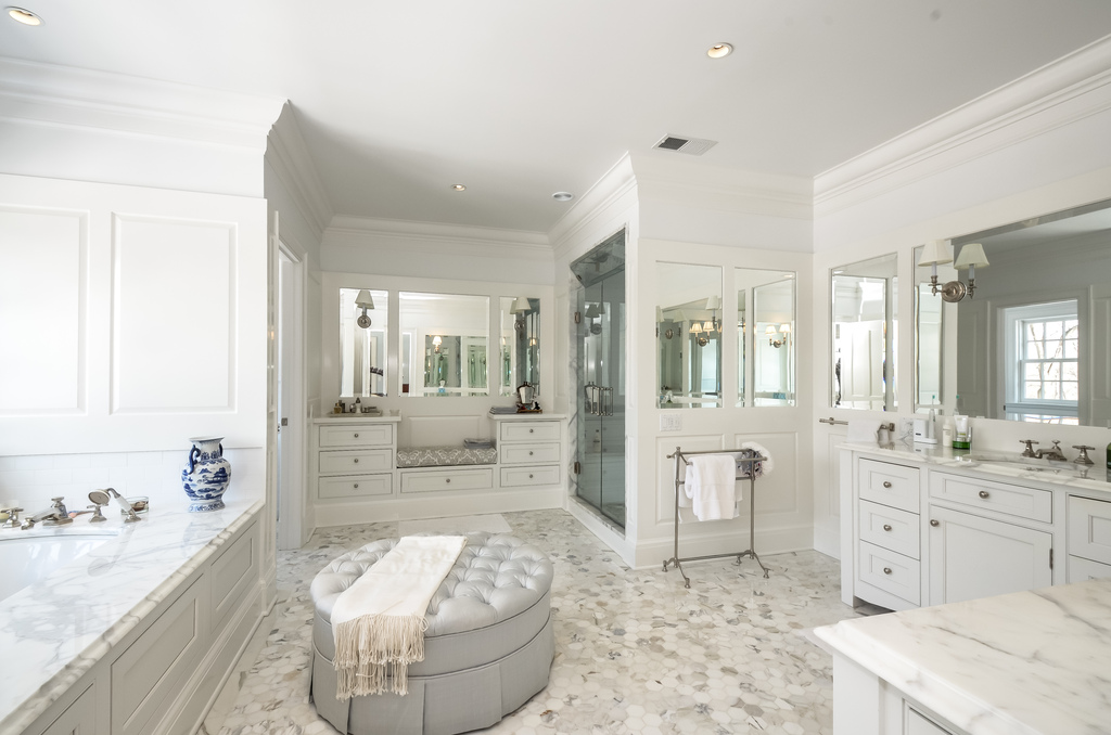 Gorgeous master bath, of course en suite with big walk-in closets and dressing area.  