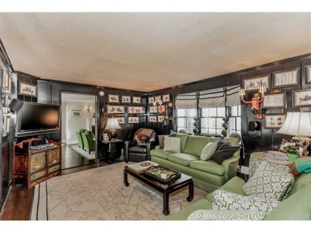 A room to love.  Black laquer walls.  Seagrass ceiling!