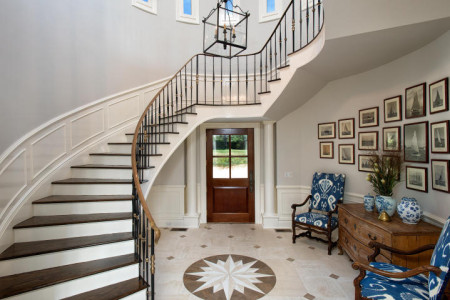 Front Hall with light and space that stets the tone for the rest of the house. Grand and entirely livable.