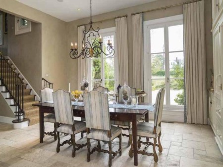 The "eat-in" part of the kitchen and off to the left are the stairs to the family room. 