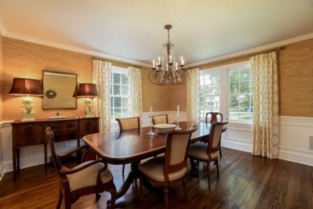 The dining room can hold a table for twelve easily.